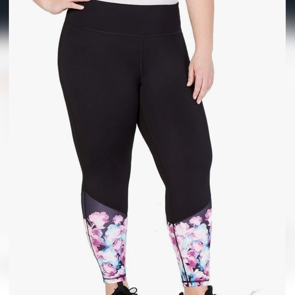 Ideology Black & Floral Leggings Size 2X